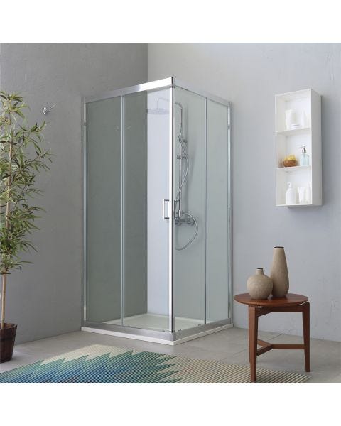 Sprchový kút obdĺžnikový 80x100 cm transparentné sklo plochý rám